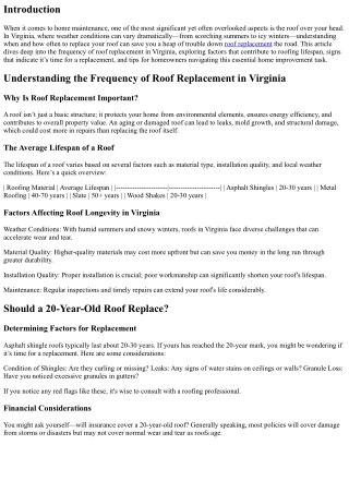 Understanding the Frequency of Roof Replacement in Virginia