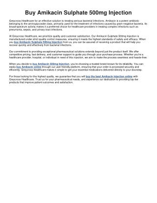 Buy Amikacin Sulphate 500mg Injection