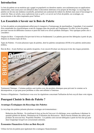 “Les Essentiels à Savoir sur le Bois de Palette”