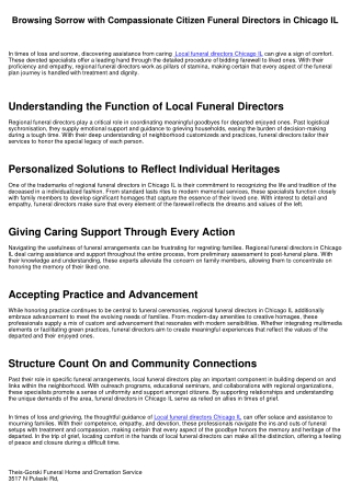 Navigating Despair with Compassionate Resident Funeral Directors in Chicago IL