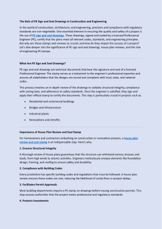 The Role of PE Sign and Seal Drawings in Construction and Engineering