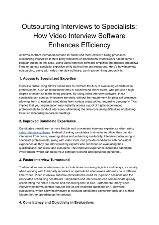 Outsourcing Interviews to Specialists_ How Video Interview Software Enhances Efficiency