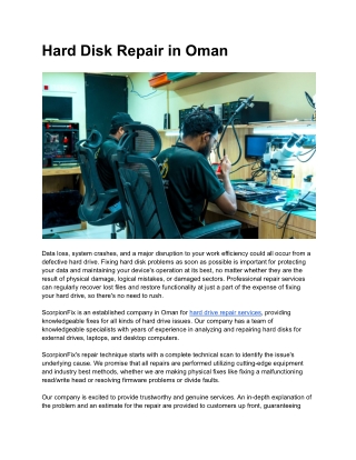 Hard Disk Repair in Oman