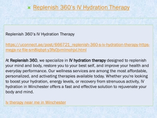 Replenish 360’s IV Hydration Therapy