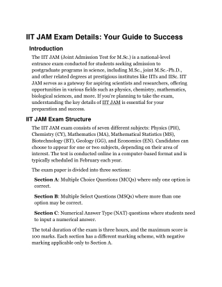 IIT JAM Exam Details