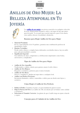 Anillos de Oro Mujer