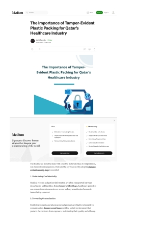 The Importance of Tamper-Evident Plastic Packing for Qatar’s Healthcare Industry