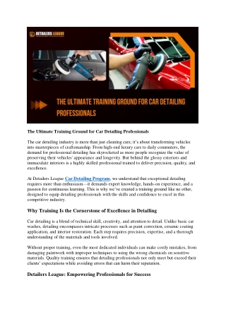 The Ultimate Training Ground for Car Detailing Professionals