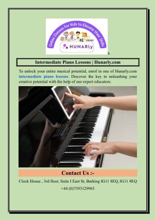 Intermediate Piano Lessons  Hunarly.com