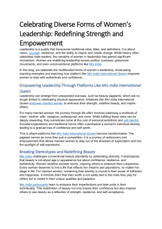 Celebrating Diverse Forms of Women’s Leadership: Redefining Strength and Empower