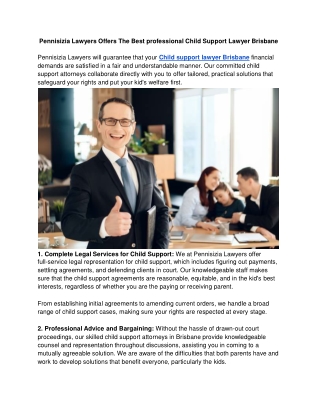 Pennisizia Lawyers Offers The Best professional Child Support Lawyer Brisbane