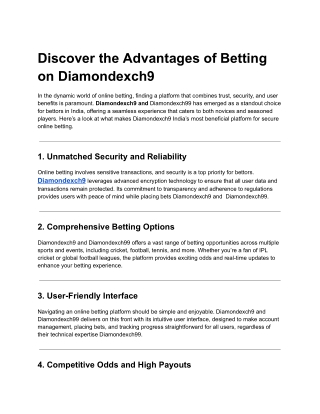Discover the Advantages of Betting on Diamondexch9