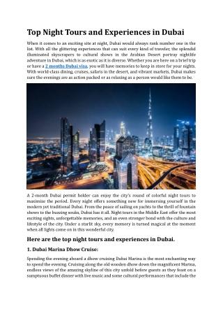 Top Night Tours and Experiences in Dubai