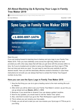 Sync Logs in Family Tree Maker 2019
