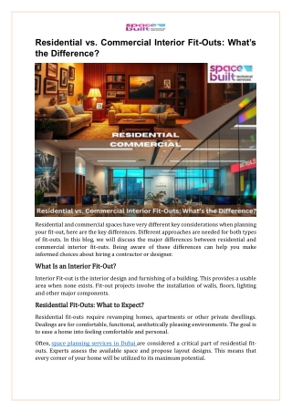 Residential vs. Commercial Interior Fit-Outs What’s the Difference