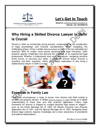 Why Hiring a Skilled Divorce Lawyer in Delhi is Crucial