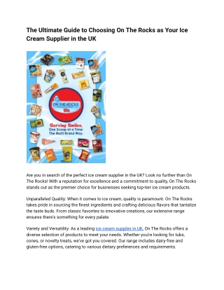 Ice Cream Supplier in the UK