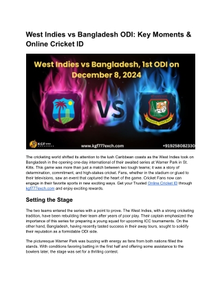 West Indies vs Bangladesh ODI_ Key Moments & Online Cricket ID