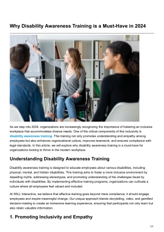 Why Disability Awareness Training is a Must-Have in 2024