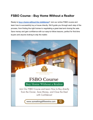 FSBO Course - Buy Home Without a Realtor