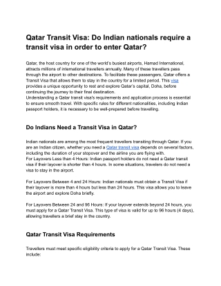 Qatar Transit Visa_ Do Indian nationals require a transit visa in order to enter Qatar (1)