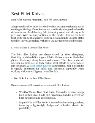 Best Fillet Knives