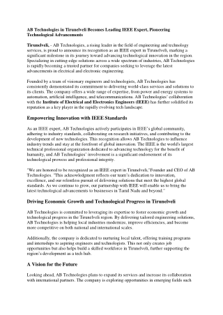 IEEE Expert in Tirunelveli