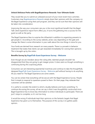 BagelExperience – Bagel Survey – Free Bagels