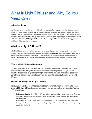 What is Light Diffuser and Why Do You Need One?