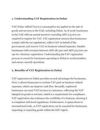 Vat Registration Services In Dubai