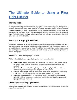 The Ultimate Guide to Using a Ring Light Diffuser
