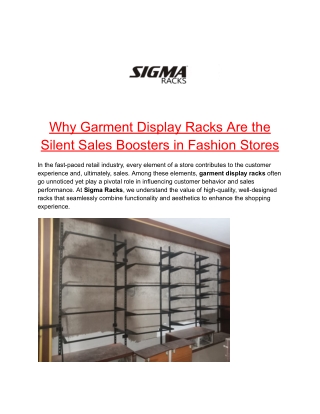 Why Garment Display Racks Are the Silent Sales Boosters in Fashion Stores