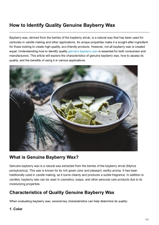 How to Identify Quality Genuine Bayberry Wax
