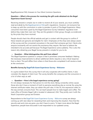 BagelExperience – Bagel Survey – Free Bagels