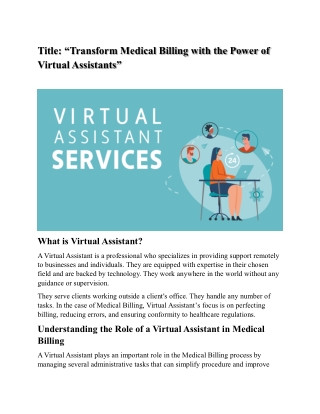 How Virtual Assistants are Transforming Medical Billing.