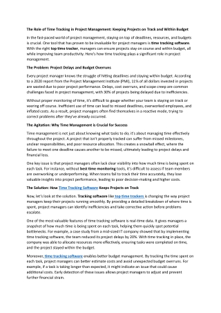 How Time Tracking Software Keeps Projects on Track and Within Budget