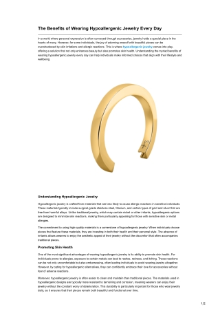 The Benefits of Wearing Hypoallergenic Jewelry Every Day