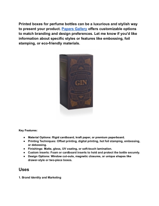 Printed Box For Perfume Bottle