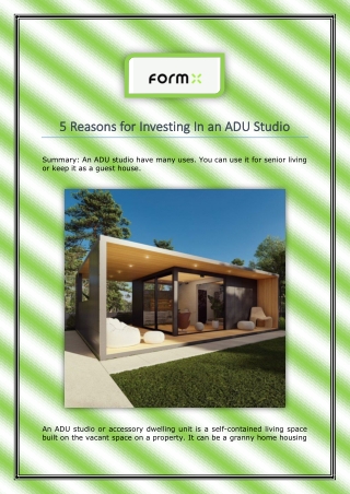 5 Reasons for Investing In an ADU Studio