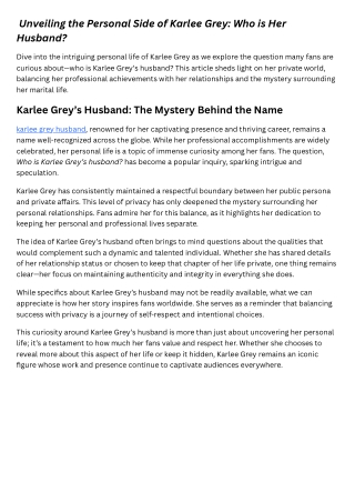 _Unveiling the Personal Side of Karlee Grey Who is Her Husband