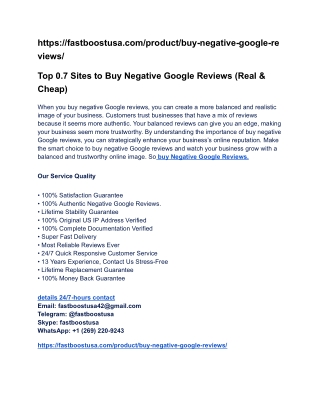 Top 0.7 Sites to Buy Negative Google Reviews (Real & Cheap)