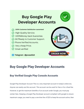 Buy Google Play Developer Accounts