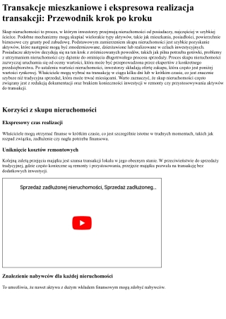 Skup nieruchomości i szybka sprzedaż nieruchomości