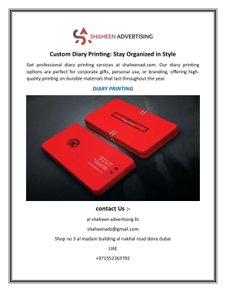 Custom Diary Printing Stay Organized in Style