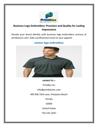 Business Logo Embroidery Precision and Quality for Lasting Impressions