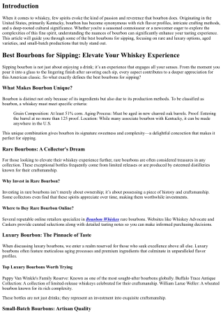 Best Bourbons for Sipping: Elevate Your Whiskey Experience