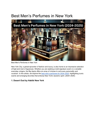 Best Men's Perfumes in New York (2024-2025)