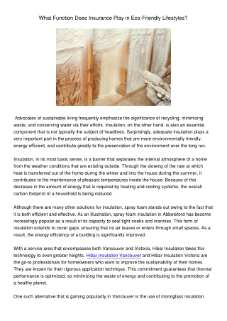 WhatFunctionDoesInsurancePlayinEco-FriendlyLifestyles