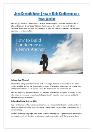 John Kenneth Rabac- How to Build Confidence as a News Anchor