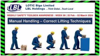 2Week 09 - Toolbox Awareness - Manual Handling - Lifting Techniques,  25 Feb - 02 Mar 2024